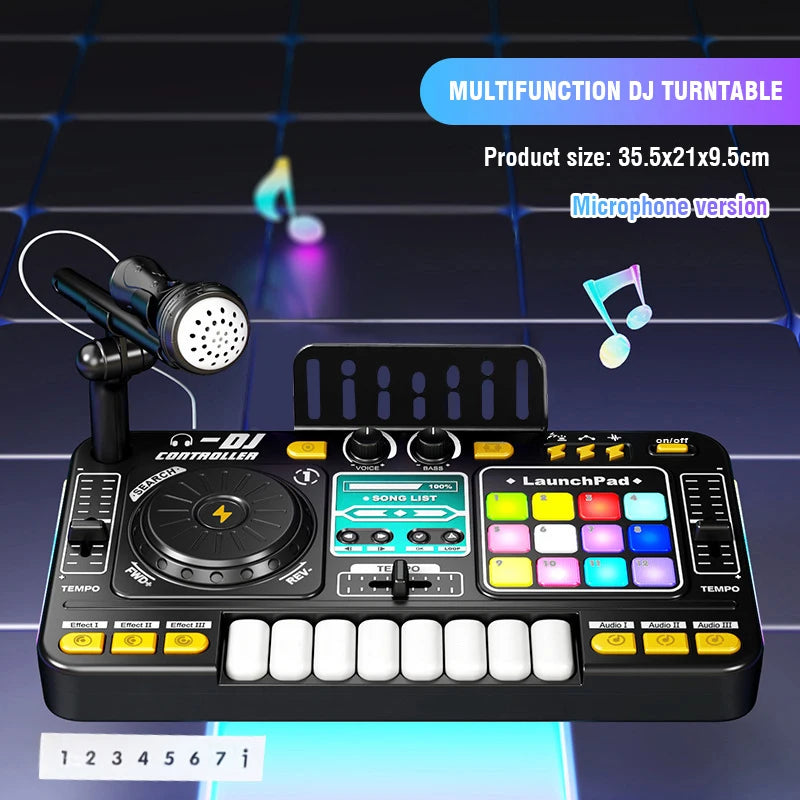 Children Music Toy Simulation Dj Mixer Controller Multifunctional Electronic Organ Dj Player Entertainment Toy Christmas Gifts