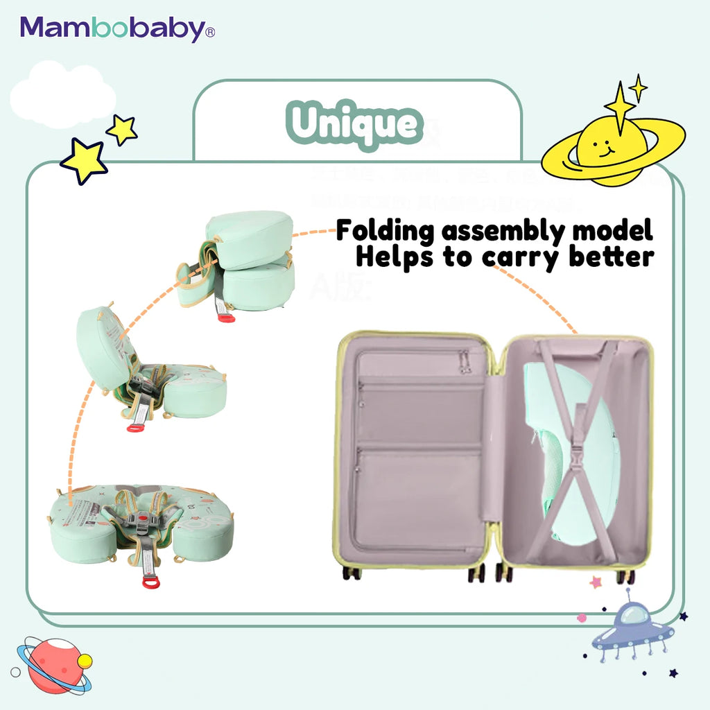 Mambobaby Baby Foldable Float Inflatable Free with Sun Canopy Safe Crotch Strap Pool Swim Ring Swim Tube Pool Float Water Circle