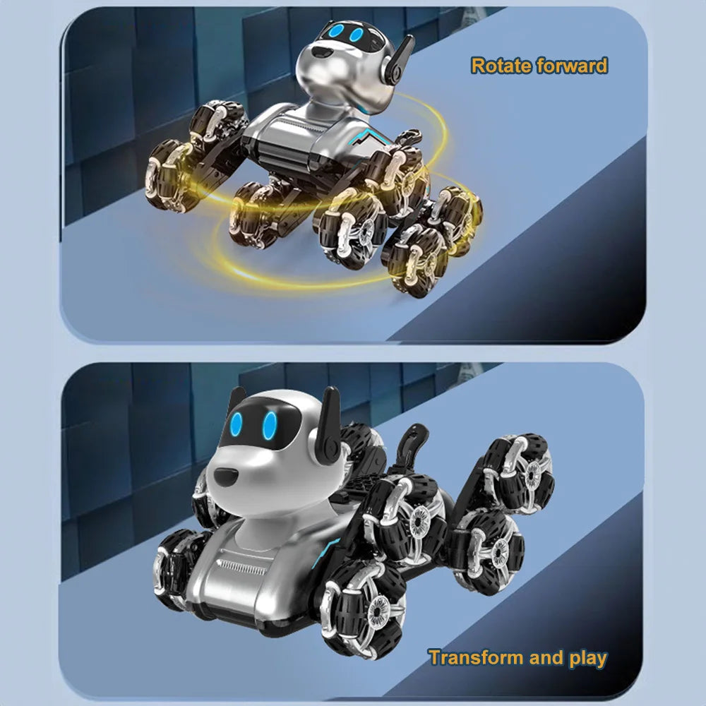 Children's 8-Wheel Drive Stunt Mechanical Robot Dog Toy 2.4Ghz Remote Control Car Toys With Light Music Gift For Kids