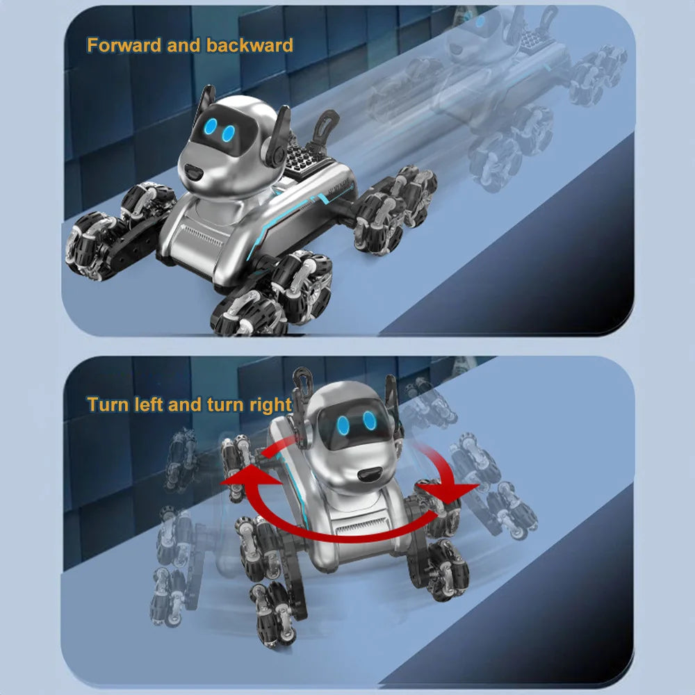 Children's 8-Wheel Drive Stunt Mechanical Robot Dog Toy 2.4Ghz Remote Control Car Toys With Light Music Gift For Kids