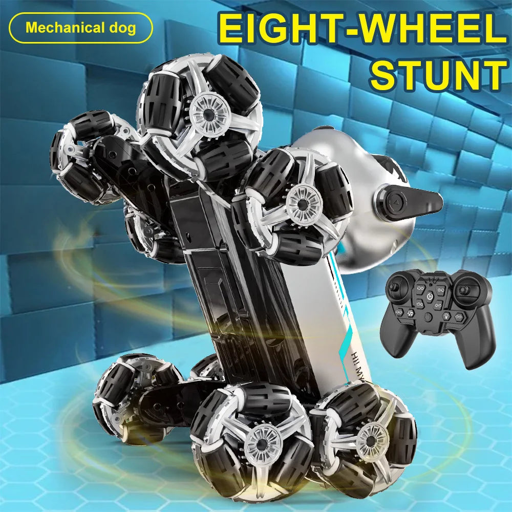 Children's 8-Wheel Drive Stunt Mechanical Robot Dog Toy 2.4Ghz Remote Control Car Toys With Light Music Gift For Kids