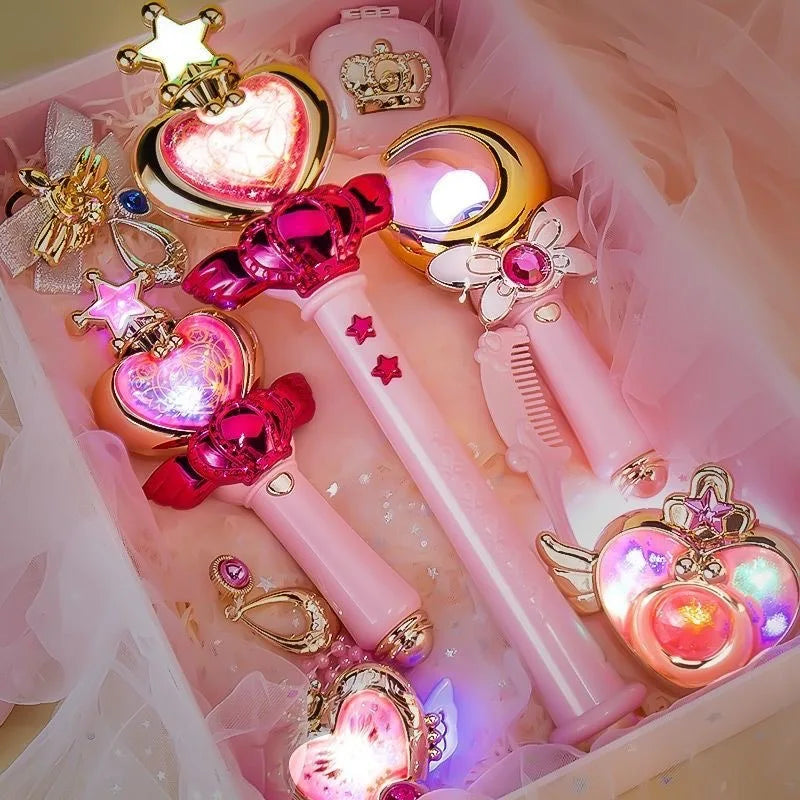 Flower Fairy Glowing Sound Effects Stars Magic Wand Children Magic Fairy Princess Costume Props Dollhouse Party Favor For Girls