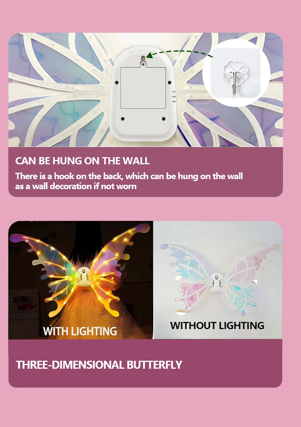 Luminous butterfly electric wings music fairy wings angel props gift