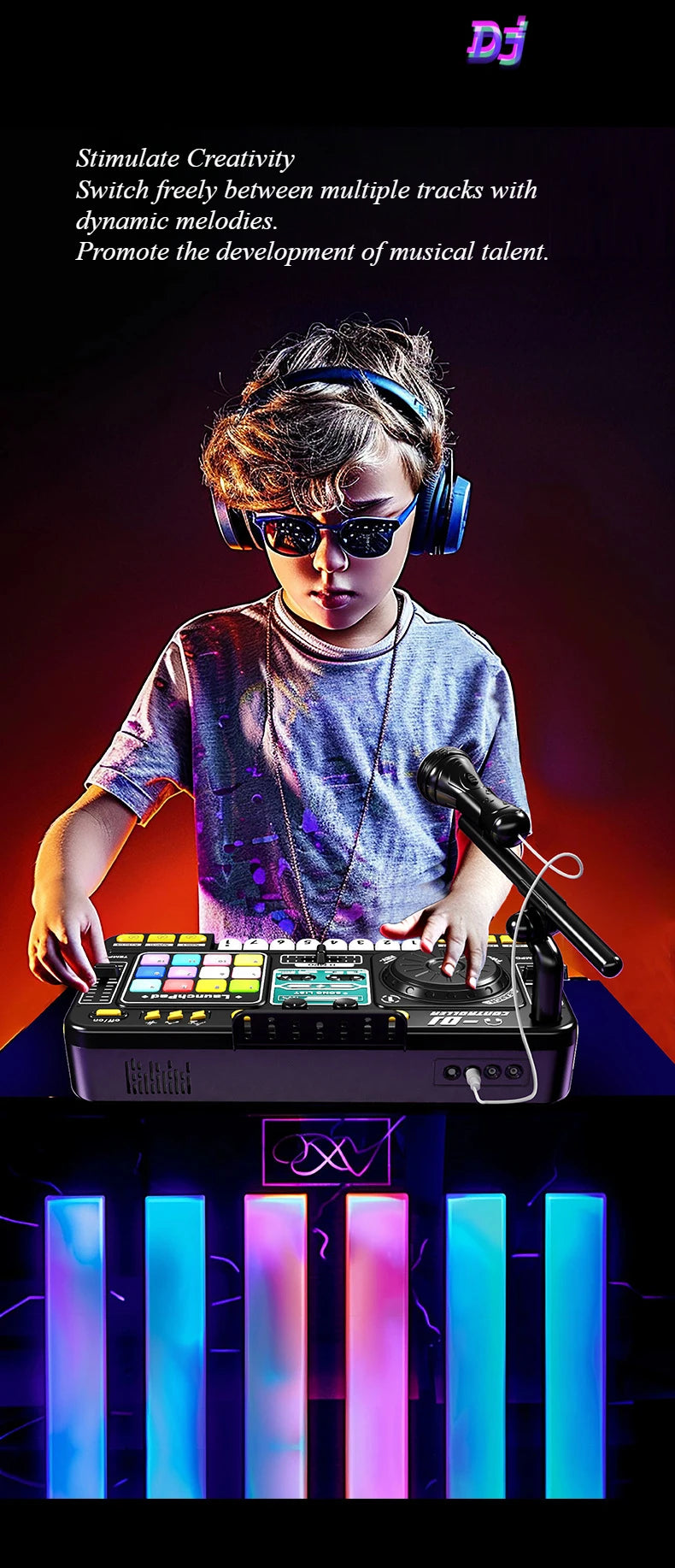 Children Music Toy Simulation Dj Mixer Controller Multifunctional Electronic Organ Dj Player Entertainment Toy Christmas Gifts