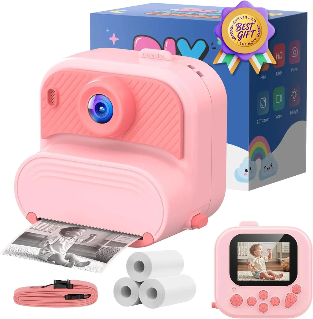 48MP DIY Instant Print Camera for Kids 1080P HD Toddler Camera Ages 3-12 Toy Cameras Christmas Gift Idea with Print Function