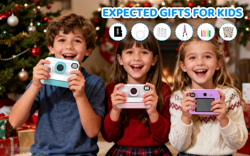 Kids Camera Instant Print, 1080P Video, Children Christmas Birthday Gifts for Girls Age 3-12, Toddler Toy with 32GB Card,6 pens