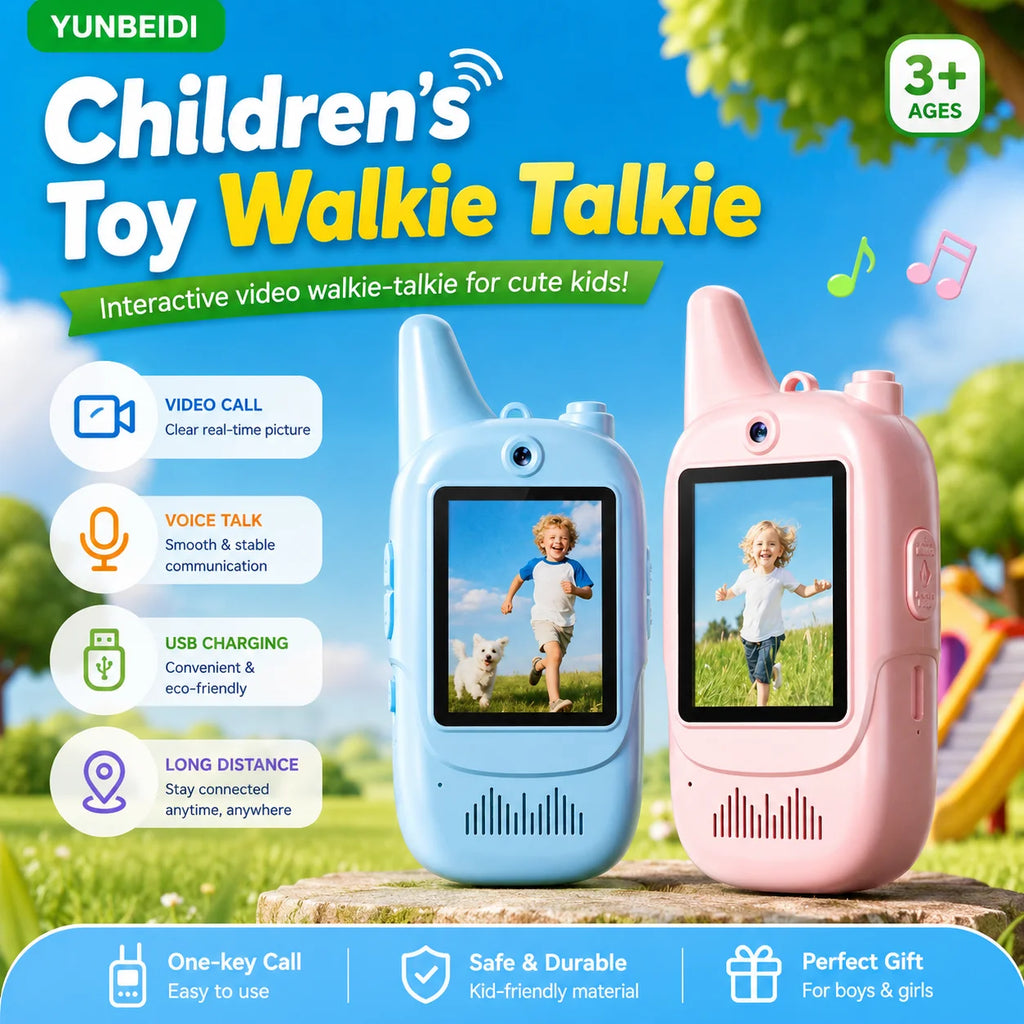 2PC Kids HD-Video Walkie Talkies 3 Styles Intercom USB Charging Indoor Outdoor Child's Toys Birthday Gifts for Boys Girls Age 3+