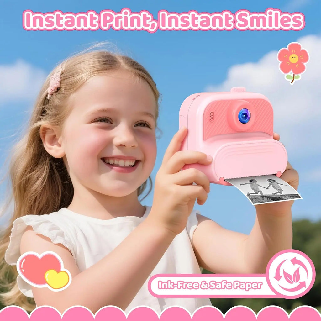 48MP DIY Instant Print Camera for Kids 1080P HD Toddler Camera Ages 3-12 Toy Cameras Christmas Gift Idea with Print Function