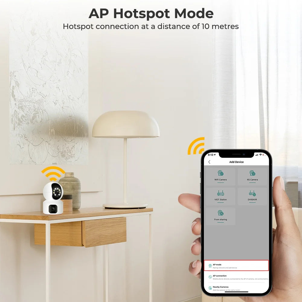 4MP Dual Lens WiFi Camera Dual Screen Baby Monitor Auto Tracking Ai Human Detection Indoor Home secuiryt CCTV Video Surveillance