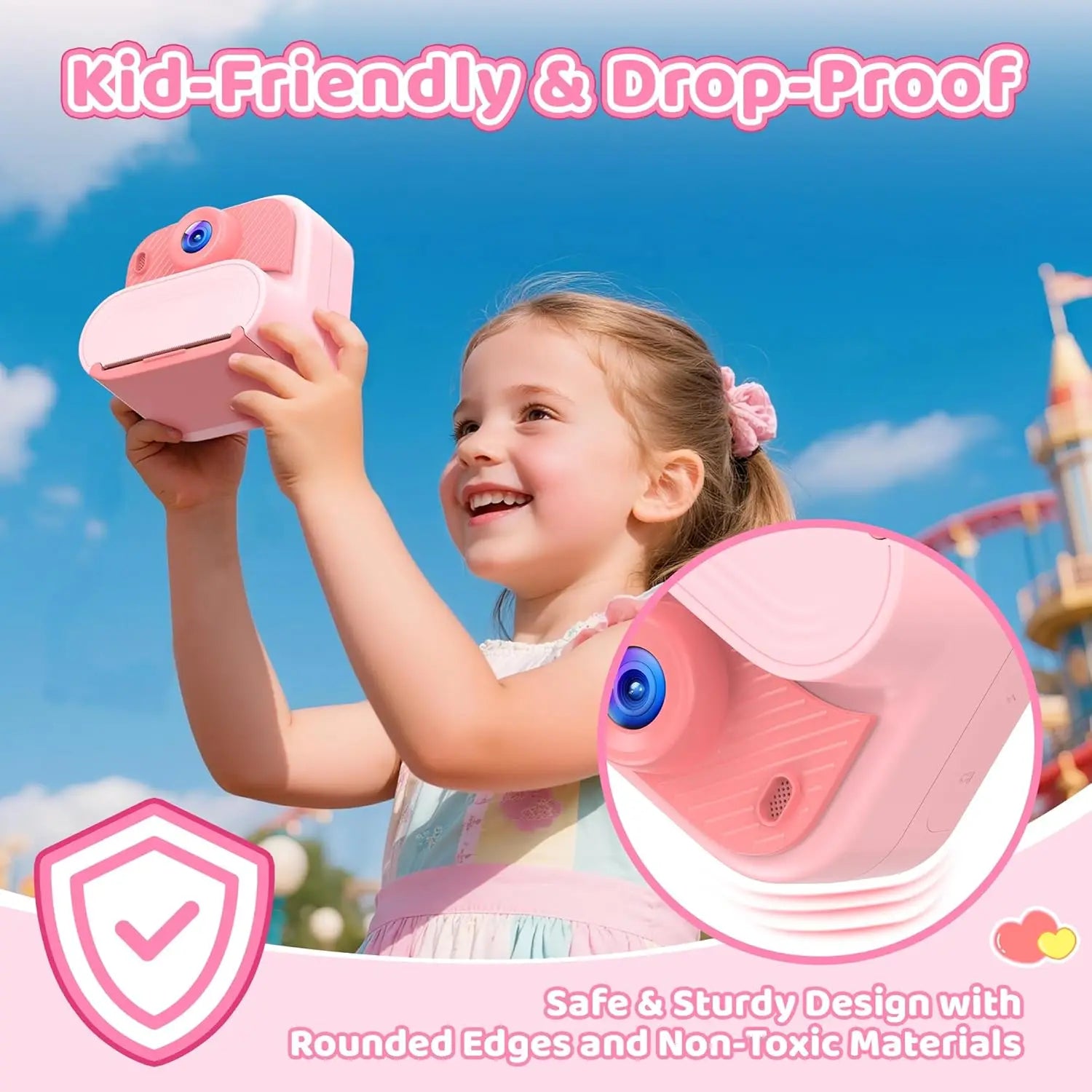 48MP DIY Instant Print Camera for Kids 1080P HD Toddler Camera Ages 3-12 Toy Cameras Christmas Gift Idea with Print Function