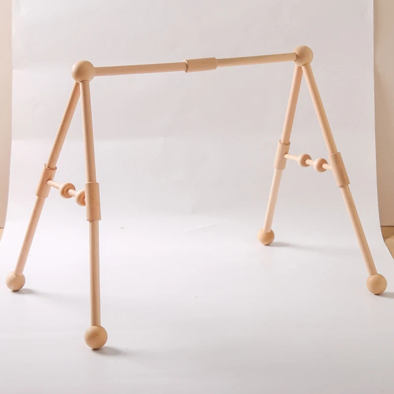 Baby Wooden Gym Frame Rattle Toys Baby Room Decor Newborn Hanging Sensory Toys Foldable Play Gym Frame Kid Holder Bracket Gift