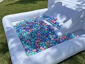 Kids 8x13x8ft Soft Play White Bounce House With Slide Ball Pit Party Customization Inflatable Mini Bouncy Castle With Blower