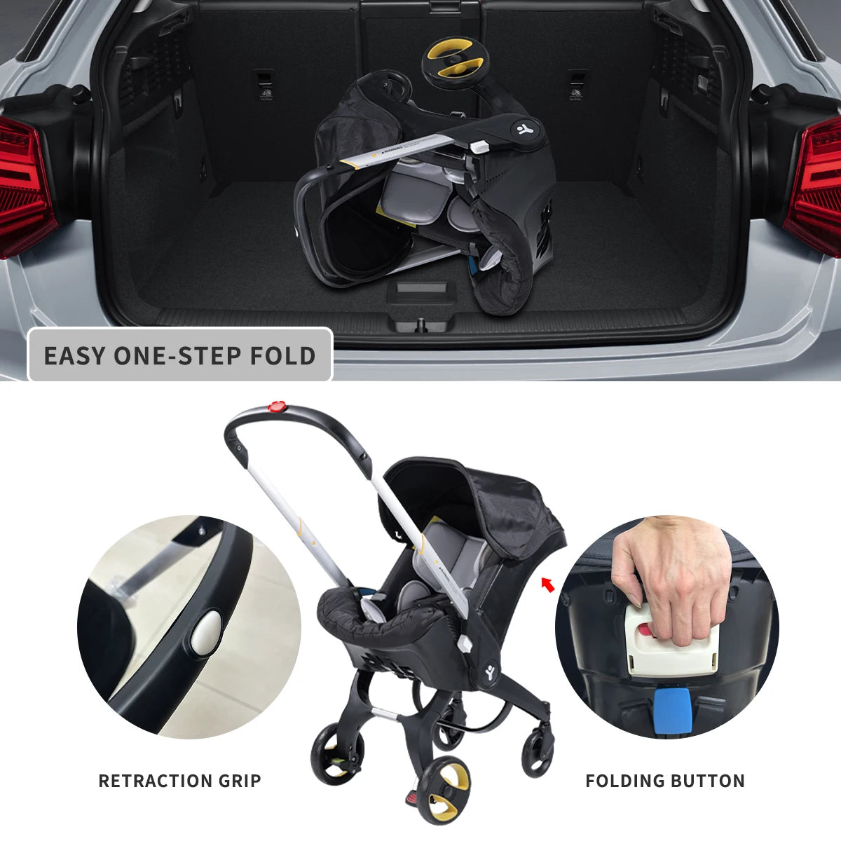 Push & Go! Reversible Baby Stroller | Easy One-Hand Fold & Compact Travel Design | Portable with Adjustable Sunshade - The Ultim