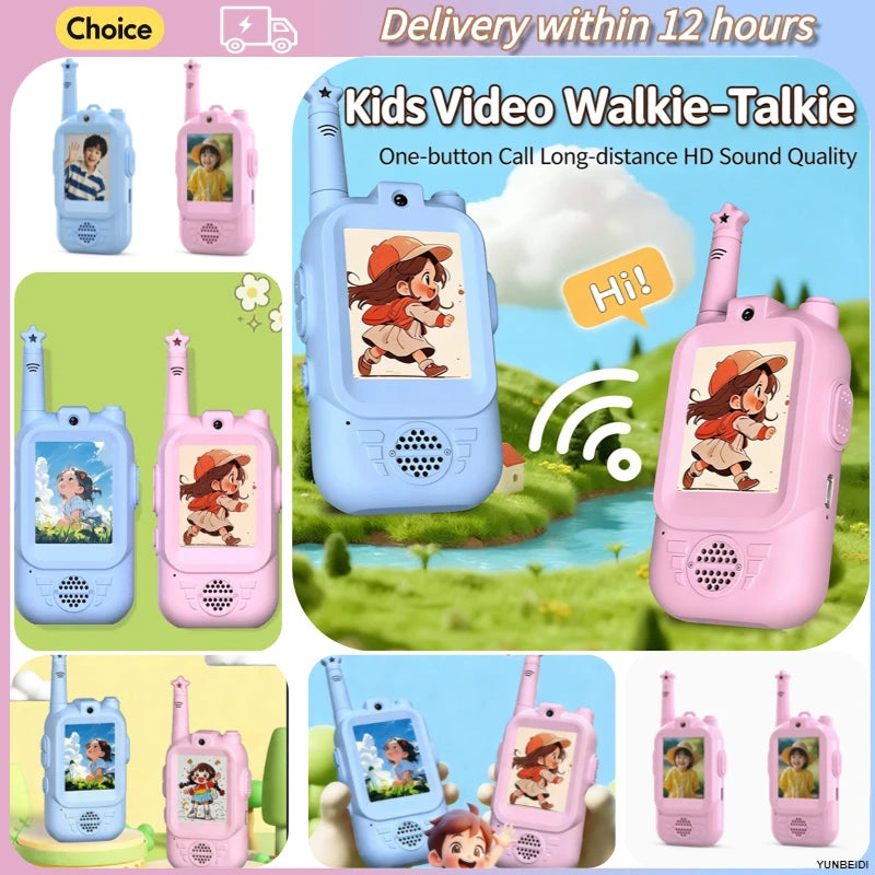 2PC Kids Video Walkie Talkies USB Charging Indoor Outdoor Recreation High Definition Intercom Kids Toys Birthday Gifts Ages 3-12