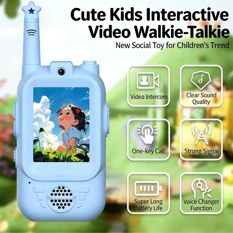 2PC Kids Video Walkie Talkies USB Charging Indoor Outdoor Recreation High Definition Intercom Kids Toys Birthday Gifts Ages 3-12