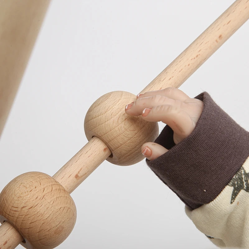 Baby Wooden Gym Frame Rattle Toys Baby Room Decor Newborn Hanging Sensory Toys Foldable Play Gym Frame Kid Holder Bracket Gift