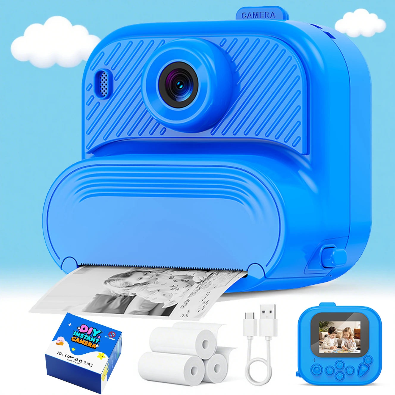 48MP DIY Instant Print Camera for Kids 1080P HD Toddler Camera Ages 3-12 Toy Cameras Christmas Gift Idea with Print Function