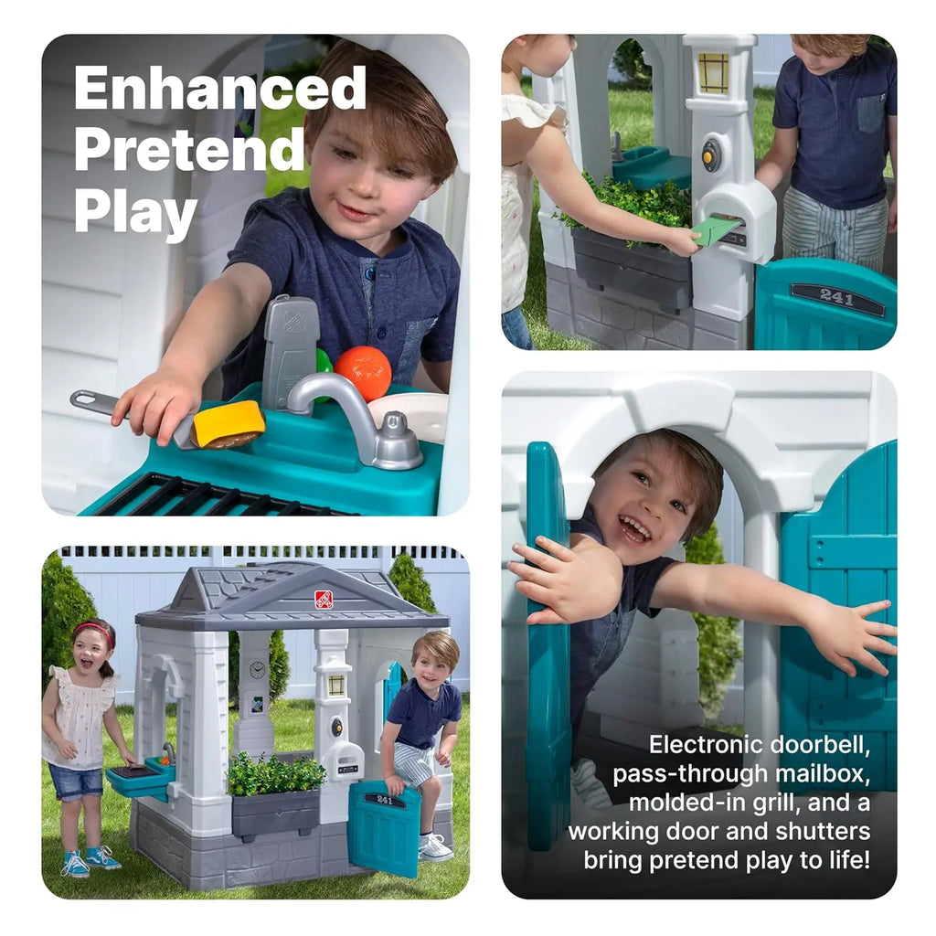 Neat & Tidy Cottage Kids Playhouse, Indoor/Outdoor Playset, Interactive Play with Sounds, Made of Durable Plastic, Customized