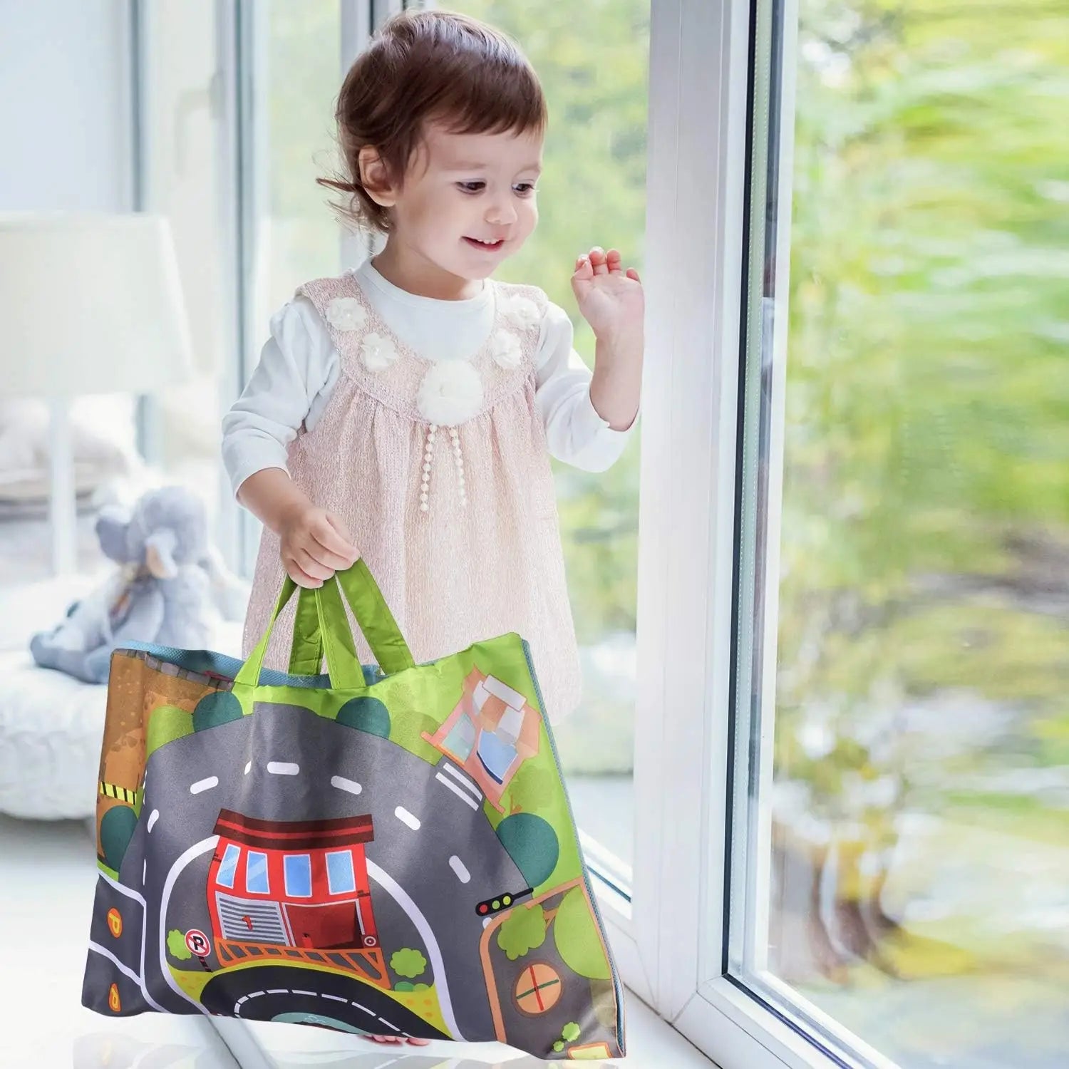 Soft Fabric Car Toy Set for Baby, with Play Mat and 9pcs Early Learning Travel Sensory  Toy, Birthday Gifts for Toddler