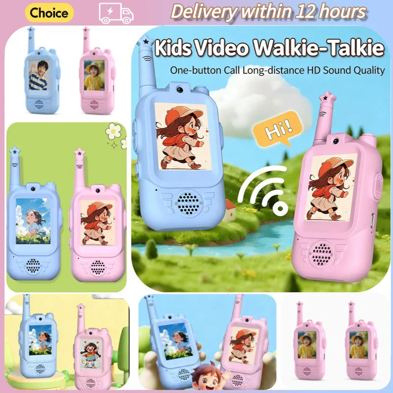2PC Kids Video Walkie Talkies USB Charging Indoor Outdoor Recreation High Definition Intercom Kids Toys Birthday Gifts Ages 3-12