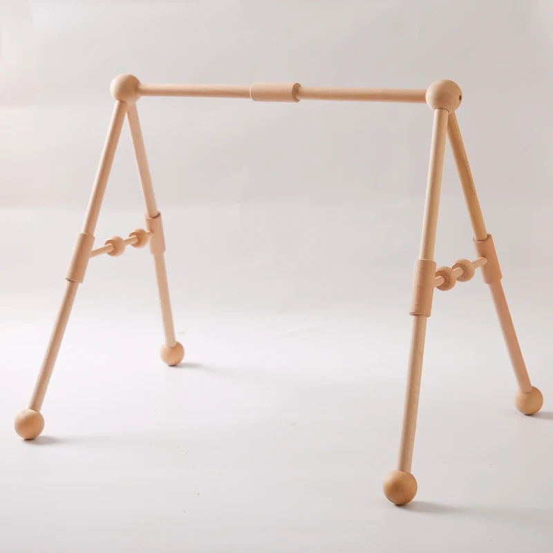 Baby Wooden Gym Frame Rattle Toys Baby Room Decor Newborn Hanging Sensory Toys Foldable Play Gym Frame Kid Holder Bracket Gift