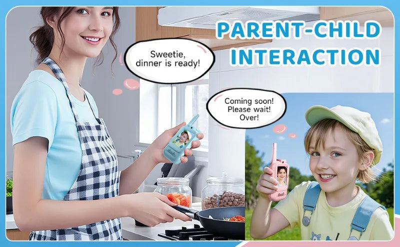 2PC Kids HD-Video Walkie Talkies 3 Styles Intercom USB Charging Indoor Outdoor Child's Toys Birthday Gifts for Boys Girls Age 3+