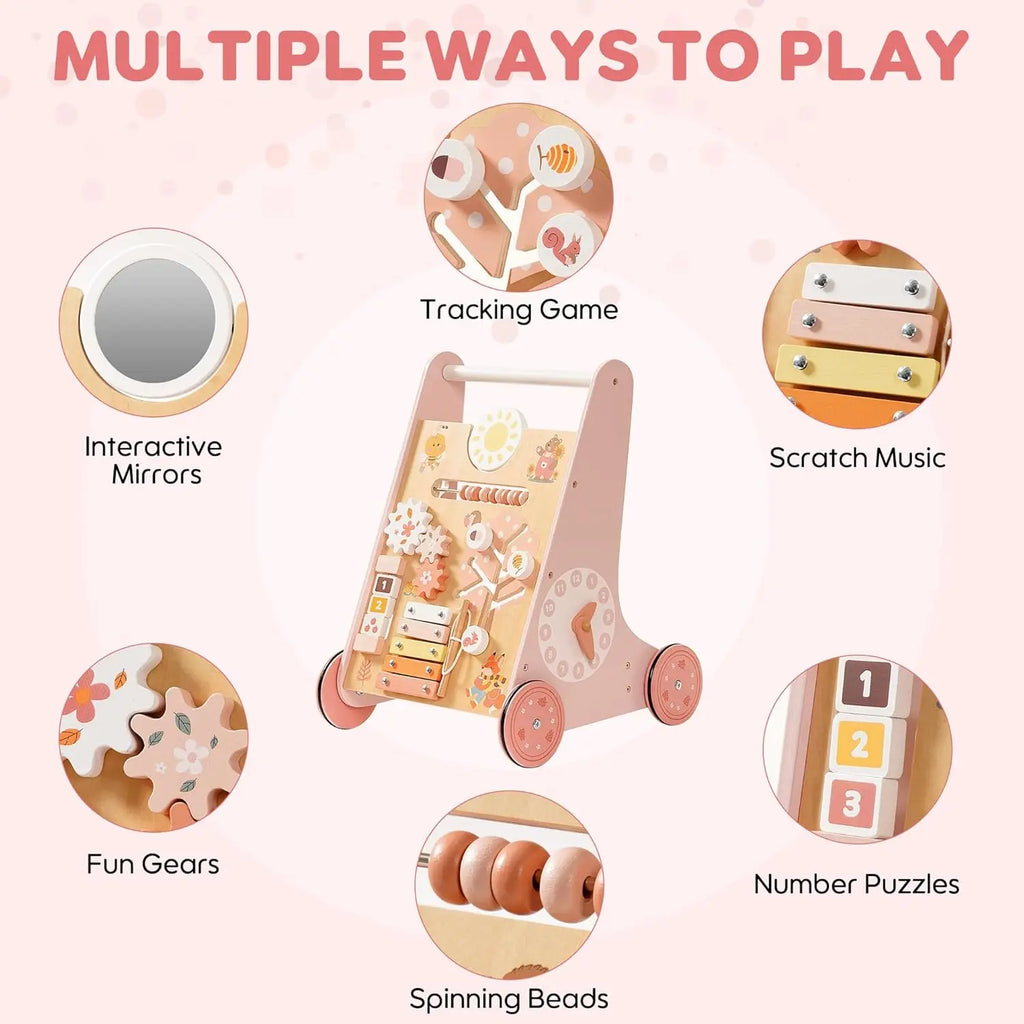 Robotime Robud Wooden Baby Walker with Wheels Montessori Push Toys for Babies Learning to Walk Baby Walkers Activity Center