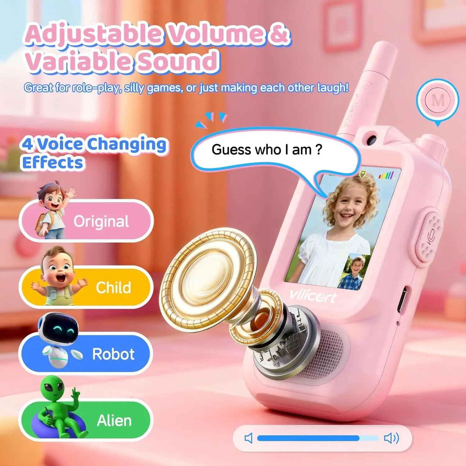 2PC Kids Video Walkie Talkies USB Charging Indoor Outdoor Recreation High Definition Intercom Kids Toys Birthday Gifts Ages 3-12