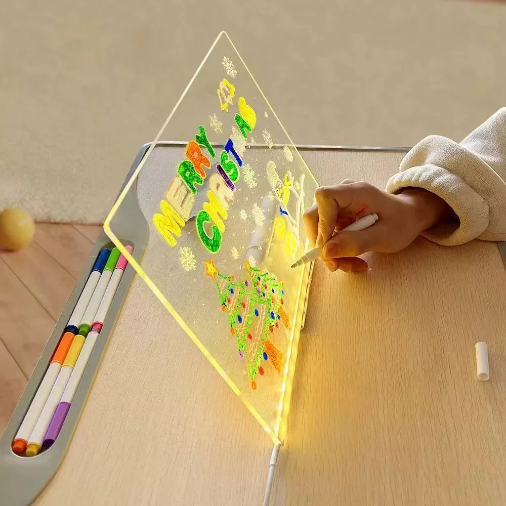 Magic Glow Kids Drawing Board: Reusable LCD Tablet, Erasable Light-Up Doodle Pad for Ages 3-6+ | Fun Educational Toy Menu Board