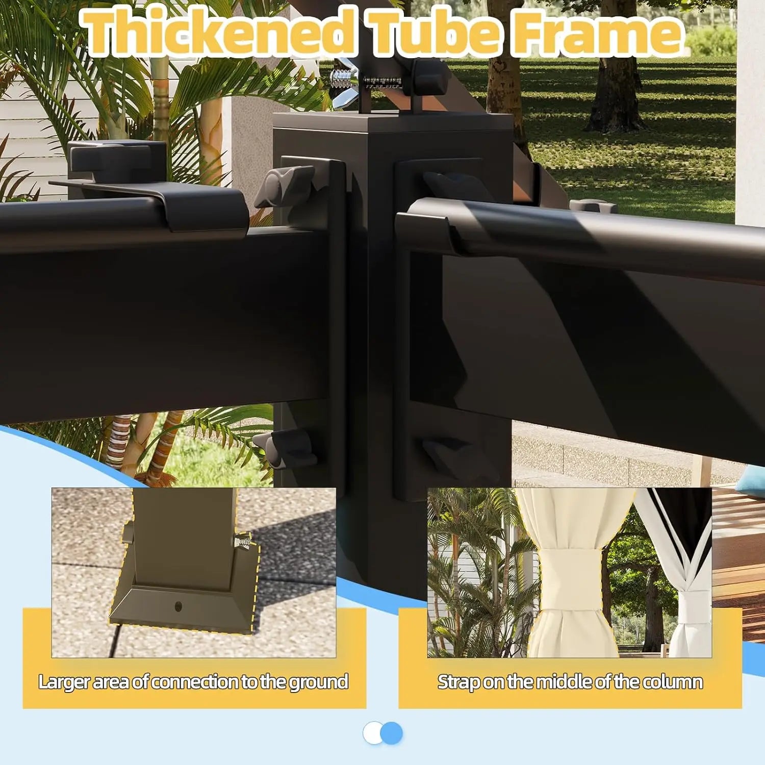 10'x10' Outdoor Gazebo Kahaki for Patio, Heavy Duty Party Tent with Double Roofs, Outdoor Canopy with Curtains and, Custom