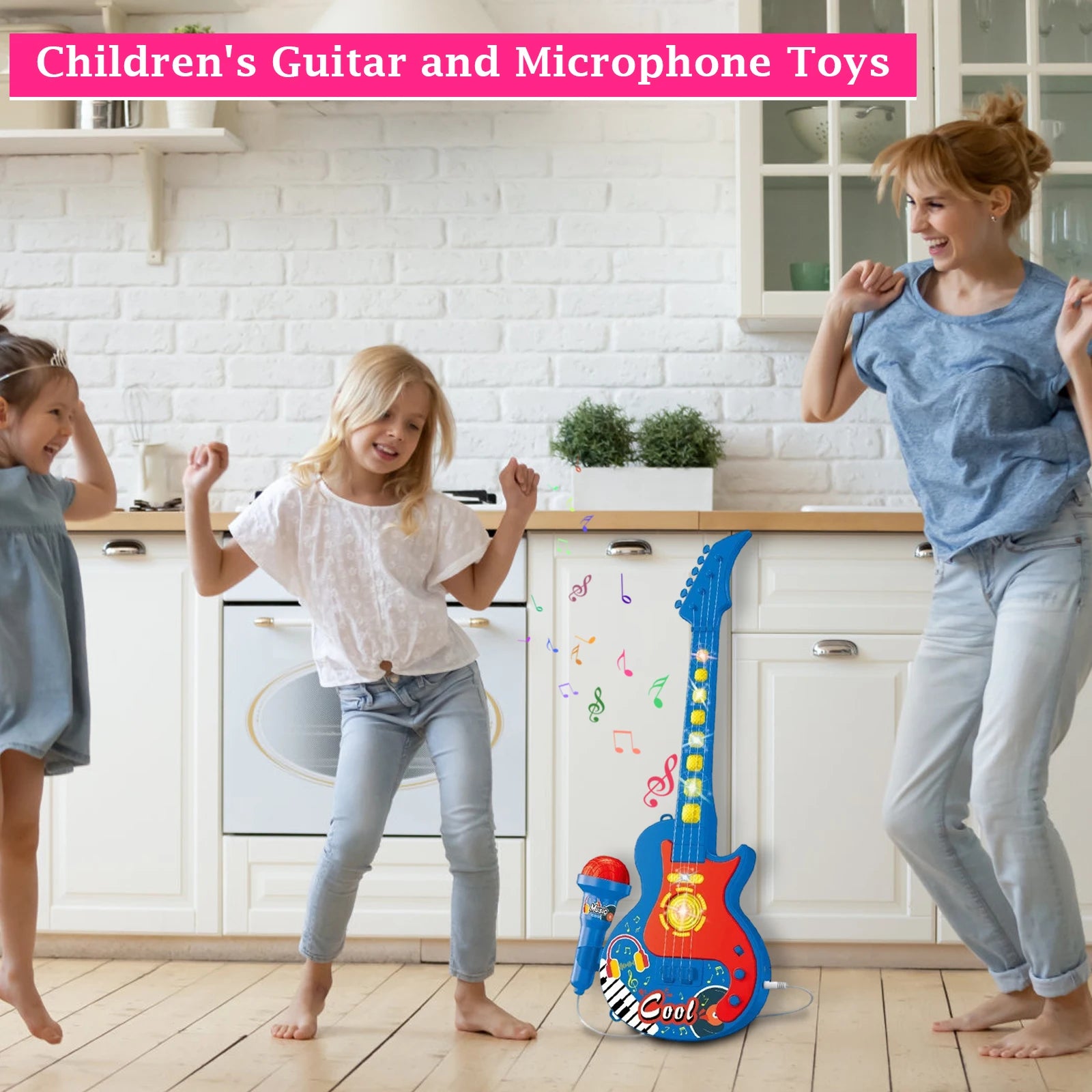 Children'S Guitar And Microphone Toys Guitar Played By Infants And Young Party Children'S Performance Home Instruments