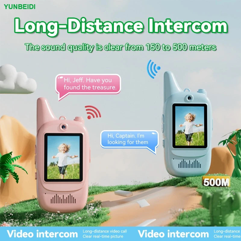 2PC Kids HD-Video Walkie Talkies 3 Styles Intercom USB Charging Indoor Outdoor Child's Toys Birthday Gifts for Boys Girls Age 3+