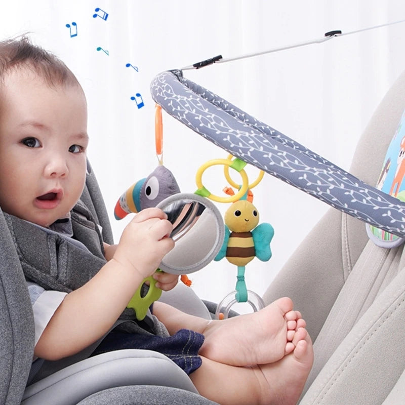 Baby Car Seat Toys for Babies 0 12 Months Kick Play Activity Center Spiral Plush Hanging Toys for Car Seat Stroller Crib Rattle