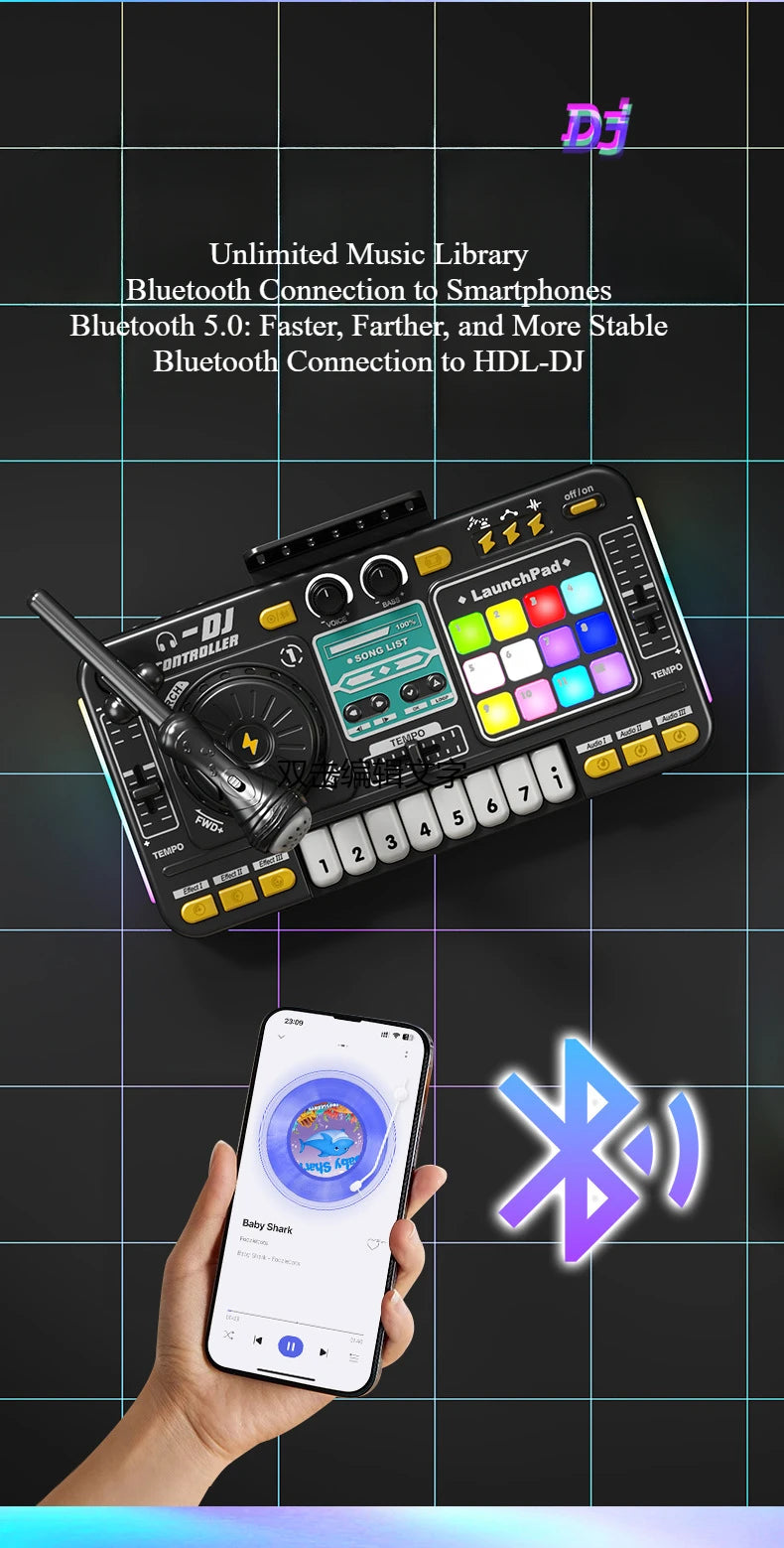 Children Music Toy Simulation Dj Mixer Controller Multifunctional Electronic Organ Dj Player Entertainment Toy Christmas Gifts