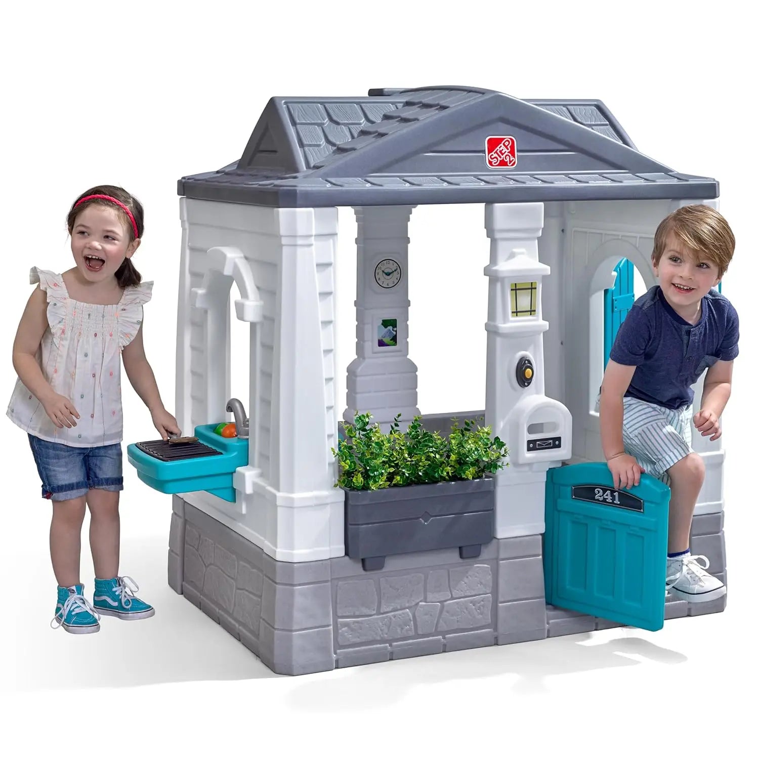 Neat & Tidy Cottage Kids Playhouse, Indoor/Outdoor Playset, Interactive Play with Sounds, Made of Durable Plastic, Customized