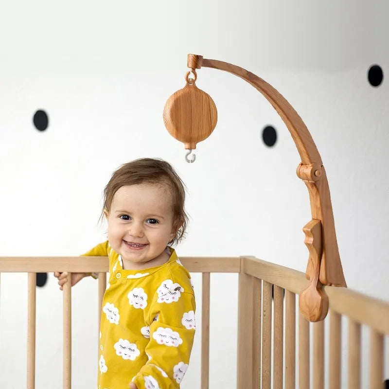 Baby Wooden Mobile Crib Bed Bell Floor Stand Infant Hanging Toys Holder Wood Newborn Bed Decoration Bedding Supplies Kids Gift