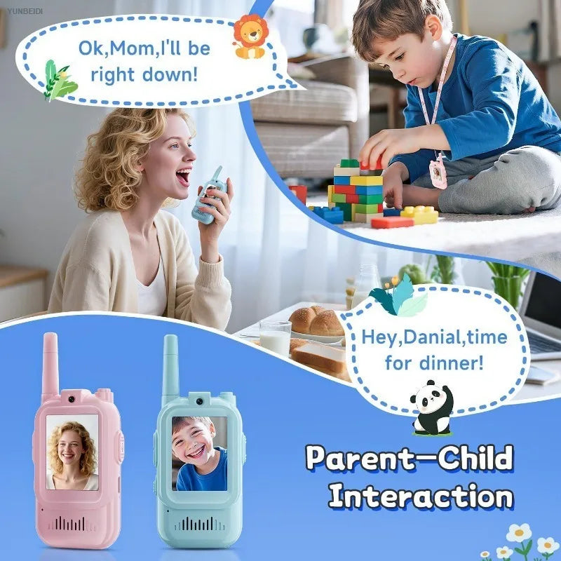 2PC Kids HD-Video Walkie Talkies 3 Styles Intercom USB Charging Indoor Outdoor Child's Toys Birthday Gifts for Boys Girls Age 3+