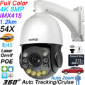 H.265+ Full Color Metal Smart Auto Tracking Cruise 8MP 4K 54X Optical Zoom 360° Audio ONVIF PTZ Speed Dome POE IP Camera