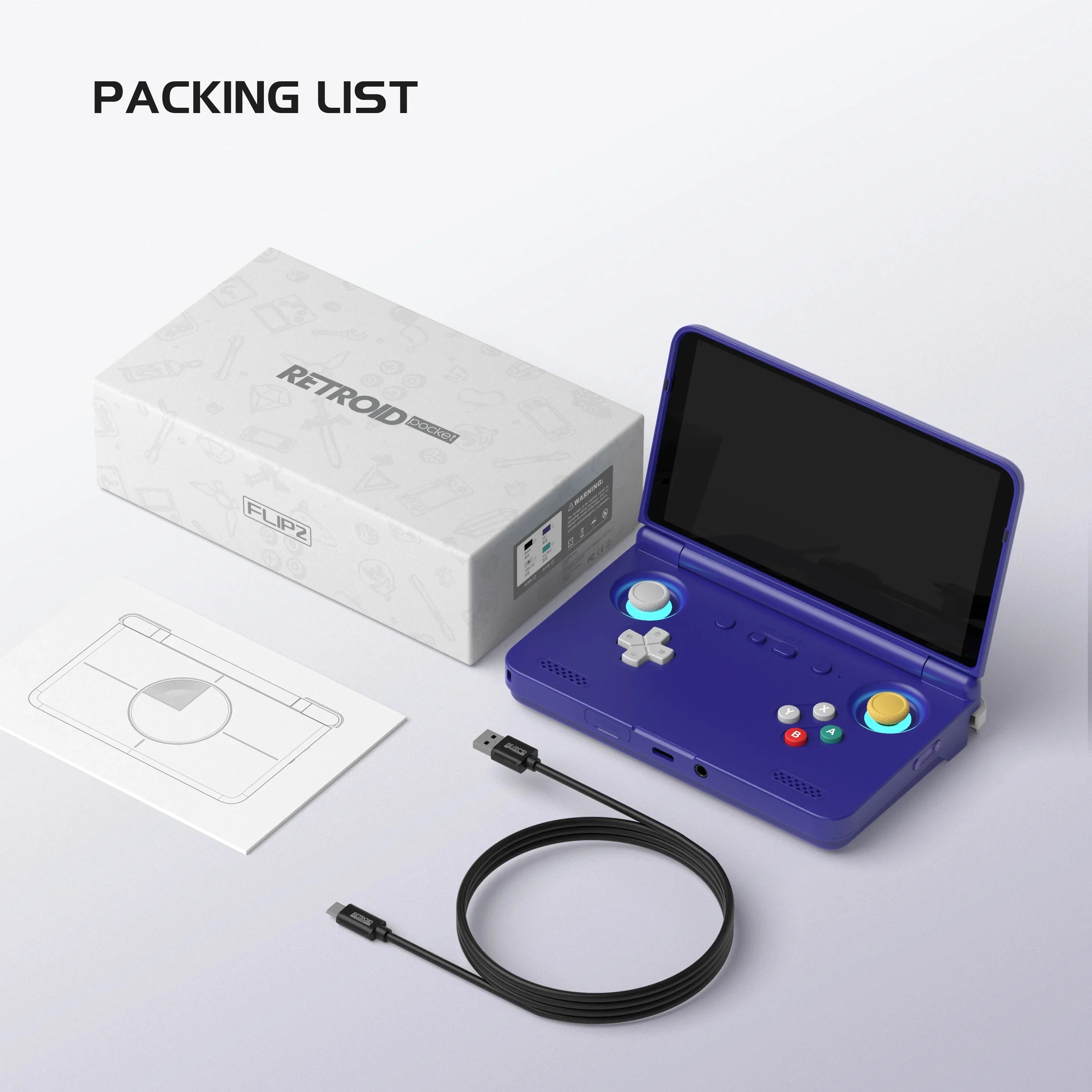 Retroid Pocket Flip2 Handheld Game Console 5.5'' AMOLED Screen Video Output MTK Snapdragon Processor Fans Cooling Fast Charging