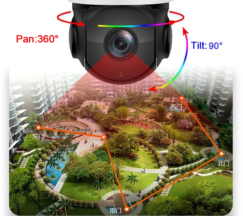 H.265+ Full Color Metal Smart Auto Tracking Cruise 8MP 4K 54X Optical Zoom 360° Audio ONVIF PTZ Speed Dome POE IP Camera