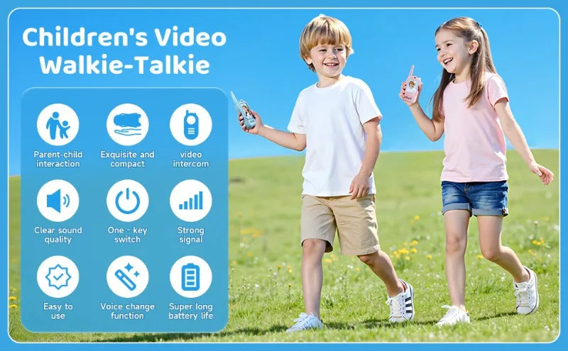 2PC Kids HD-Video Walkie Talkies 3 Styles Intercom USB Charging Indoor Outdoor Child's Toys Birthday Gifts for Boys Girls Age 3+