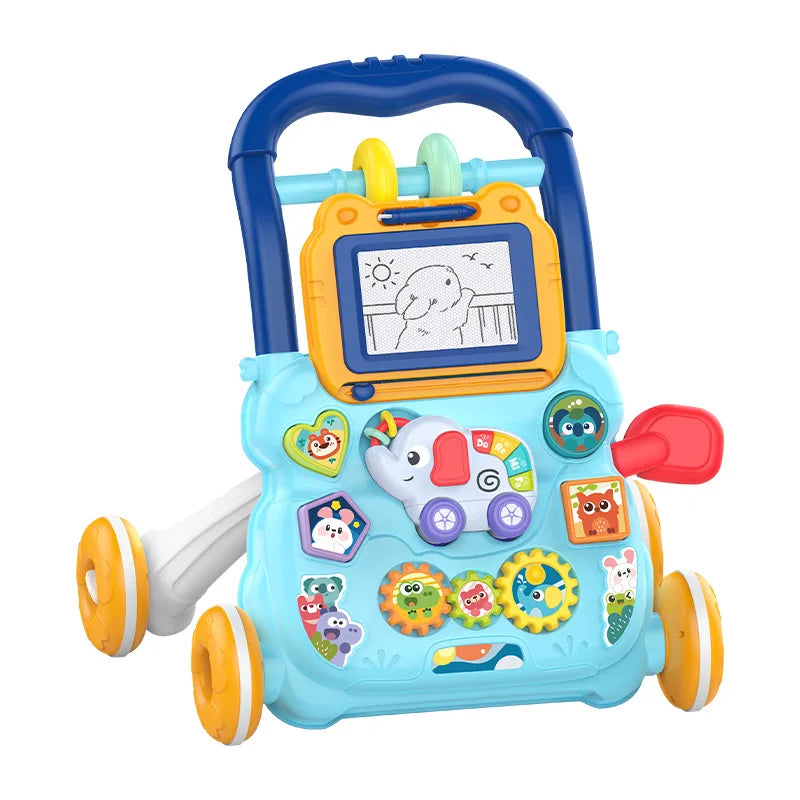 Baby Walker with Music Drawing Board 6-15Months Learning Standing Exercises and Walking Practice Stroller Children Ccartoon Toy