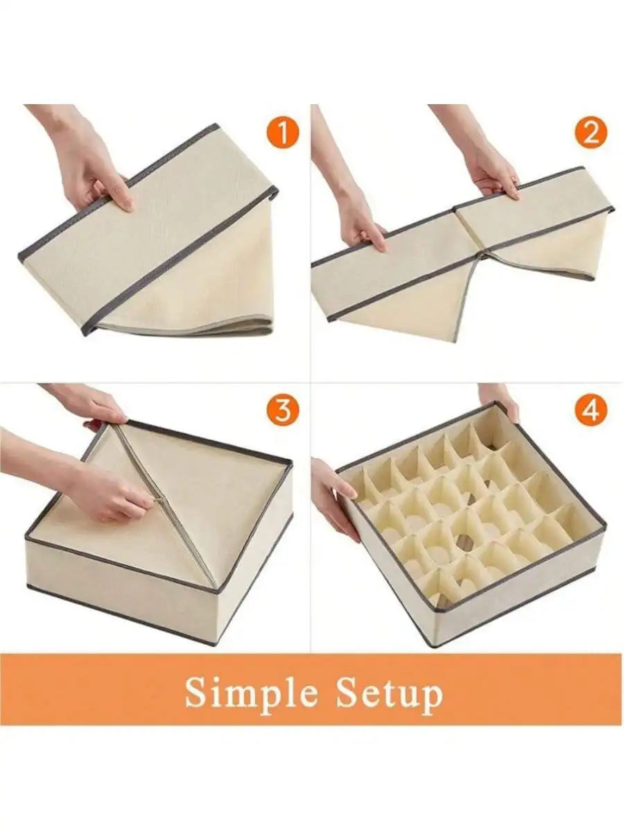 24-Cell Collapsible Organizer For Socks, Underwear, Ties, Accessories