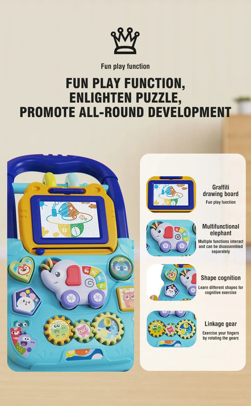 Baby Walker with Music Drawing Board 6-15Months Learning Standing Exercises and Walking Practice Stroller Children Ccartoon Toy
