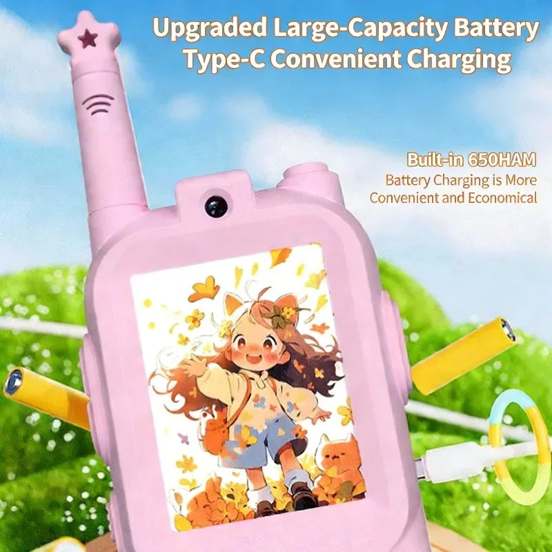 2PC Kids HD-Video Walkie Talkies 3 Styles Intercom USB Charging Indoor Outdoor Child's Toys Birthday Gifts for Boys Girls Age 3+