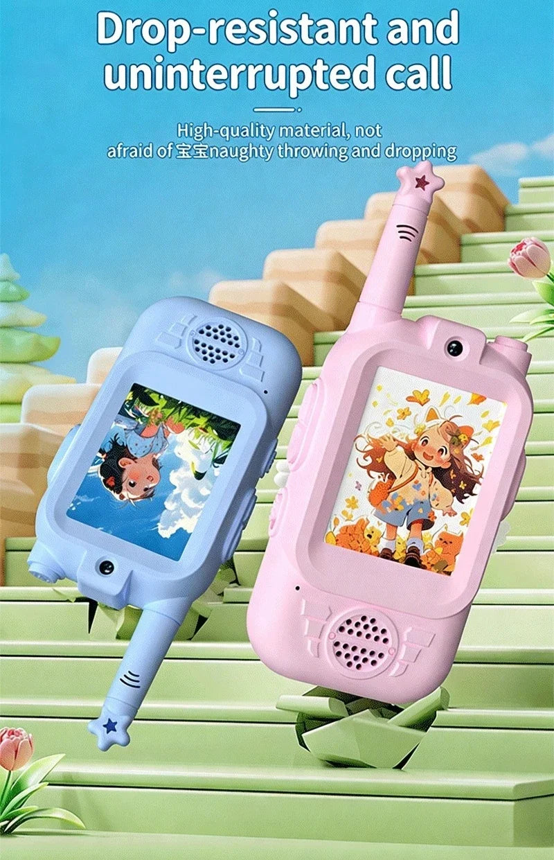 2PC Kids HD-Video Walkie Talkies 3 Styles Intercom USB Charging Indoor Outdoor Child's Toys Birthday Gifts for Boys Girls Age 3+