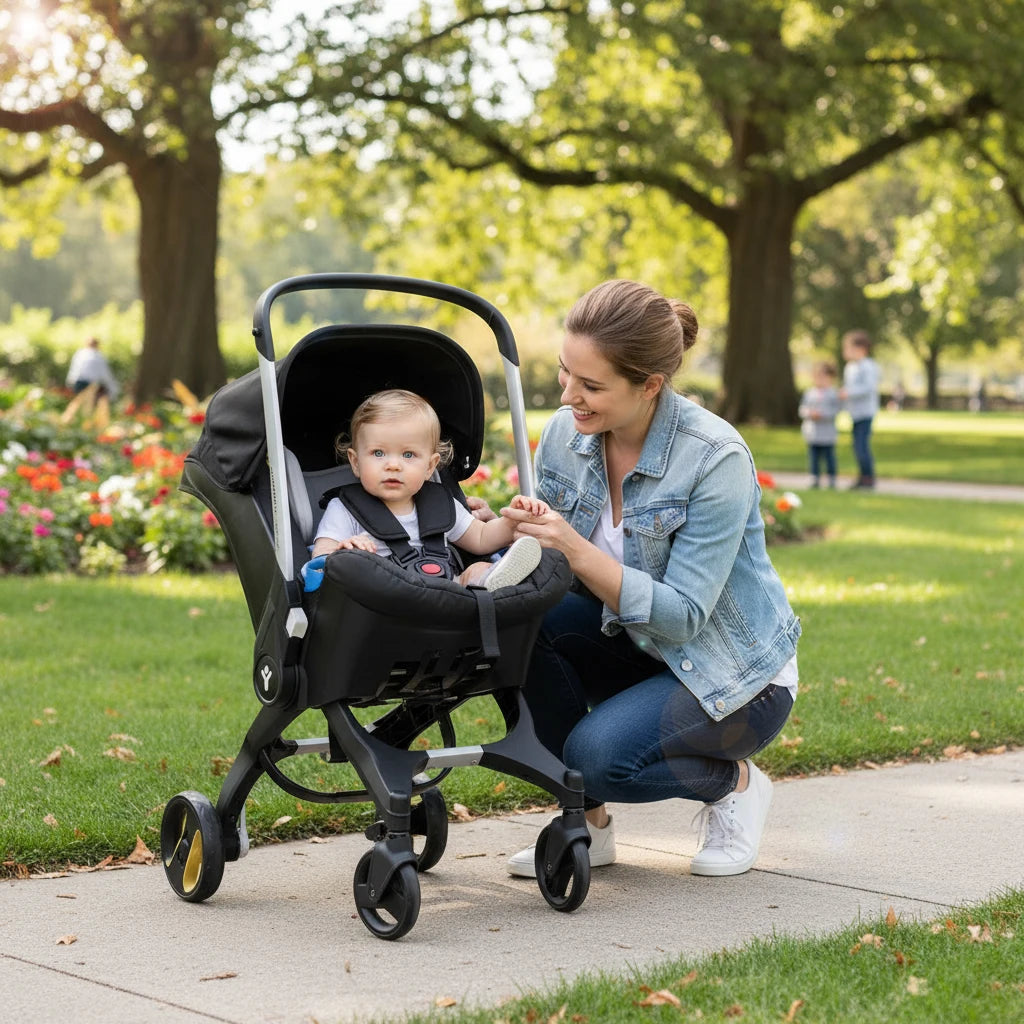 Push & Go! Reversible Baby Stroller | Easy One-Hand Fold & Compact Travel Design | Portable with Adjustable Sunshade - The Ultim