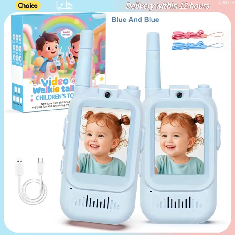 2PC Kids HD-Video Walkie Talkies 3 Styles Intercom USB Charging Indoor Outdoor Child's Toys Birthday Gifts for Boys Girls Age 3+