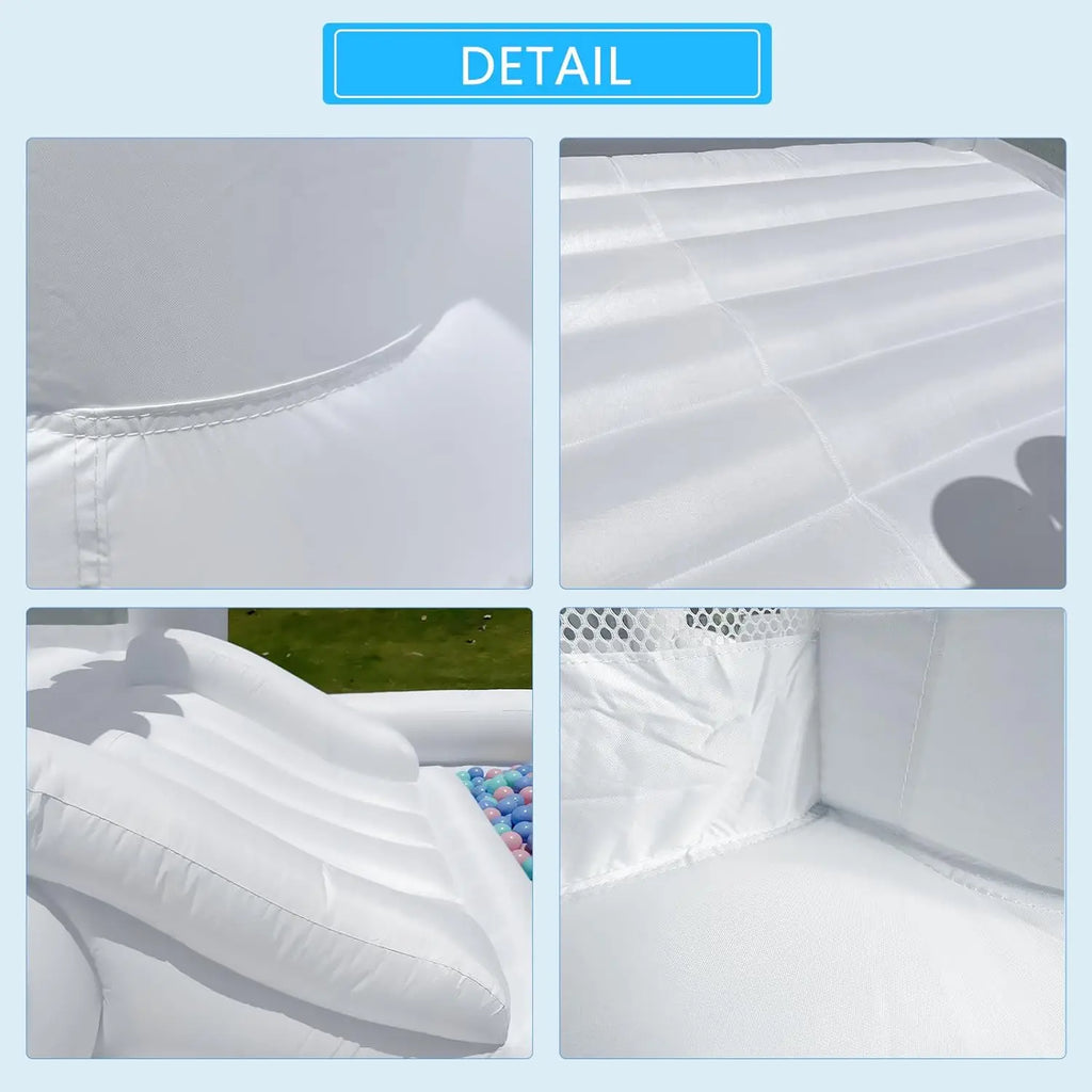Kids 8x13x8ft Soft Play White Bounce House With Slide Ball Pit Party Customization Inflatable Mini Bouncy Castle With Blower
