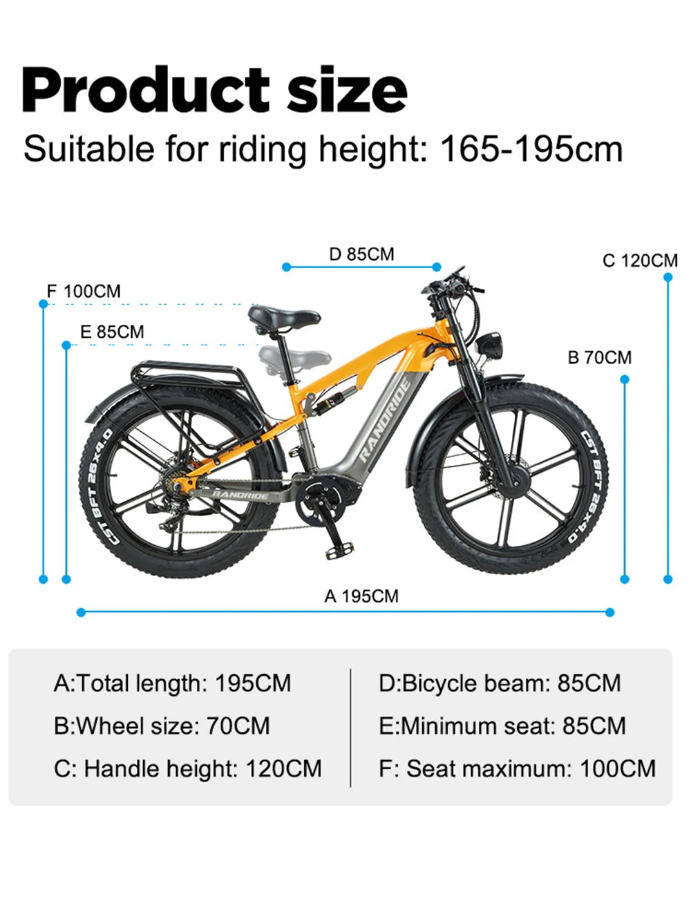 US STOCK RANDRIDE YX80 2000W Dual Motor All-Terrain E-Bike 48V 20Ah Long Range Full Suspension 7-Speed Off-Road Electric Bike